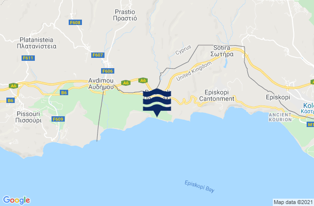 Carte des horaires des marées pour Paramáli, Cyprus
