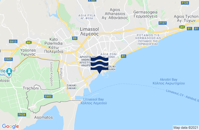 Carte des horaires des marées pour Paramýtha, Cyprus