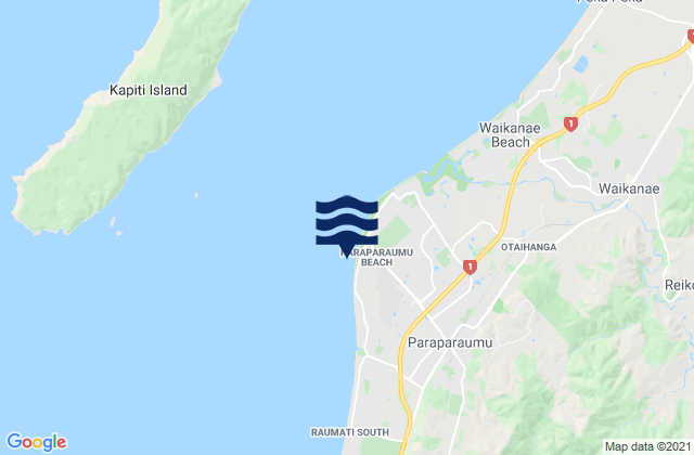 Carte des horaires des marées pour Paraparaumu Beach, New Zealand