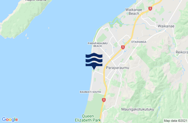 Carte des horaires des marées pour Paraparaumu, New Zealand