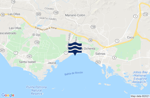 Carte des horaires des marées pour Parcelas Peñuelas, Puerto Rico