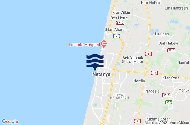 Carte des horaires des marées pour Pardesiyya, Israel