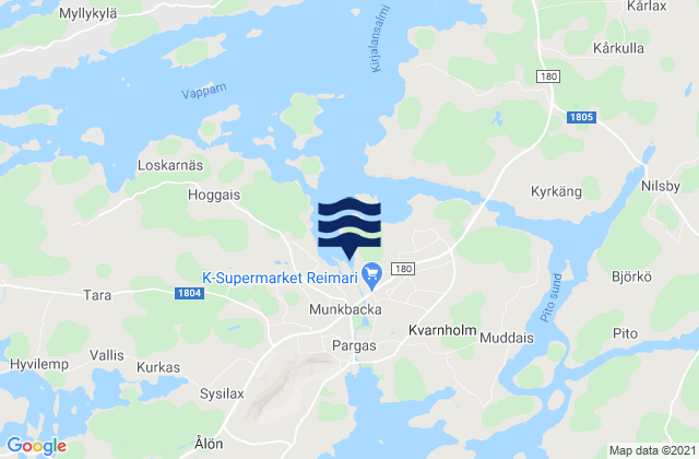 Carte des horaires des marées pour Pargas, Finland