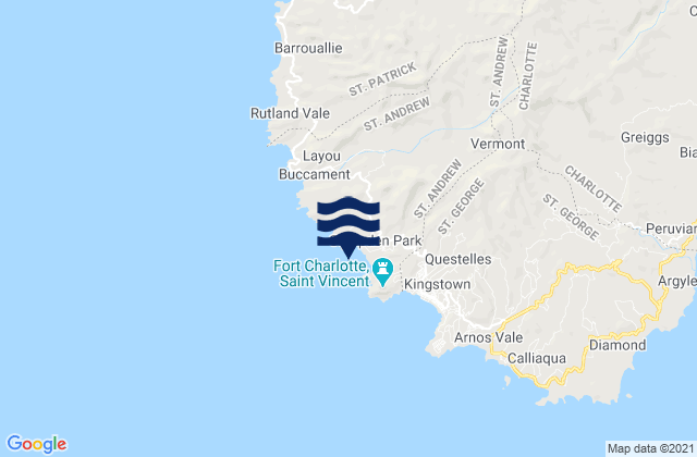 Carte des horaires des marées pour Parish of Saint Andrew, Saint Vincent and the Grenadines