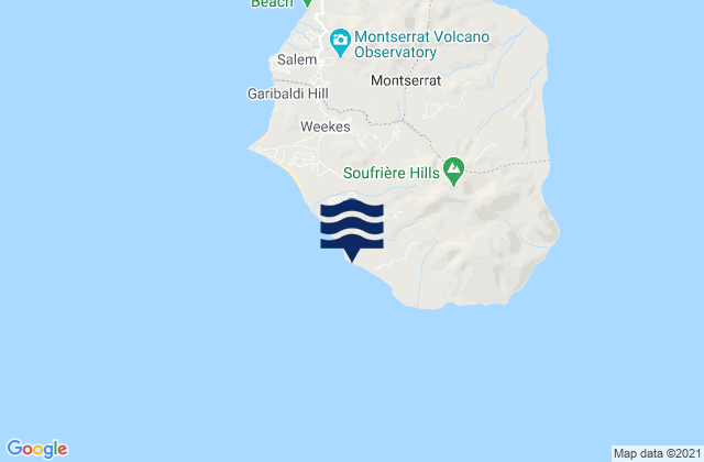 Carte des horaires des marées pour Parish of Saint Anthony, Montserrat
