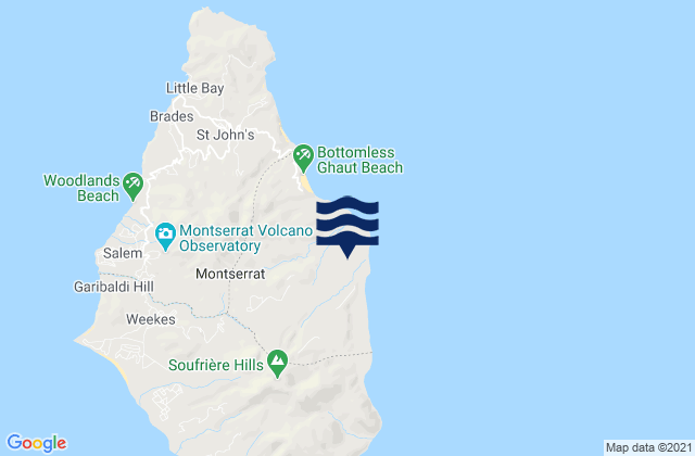 Carte des horaires des marées pour Parish of Saint Georges, Montserrat