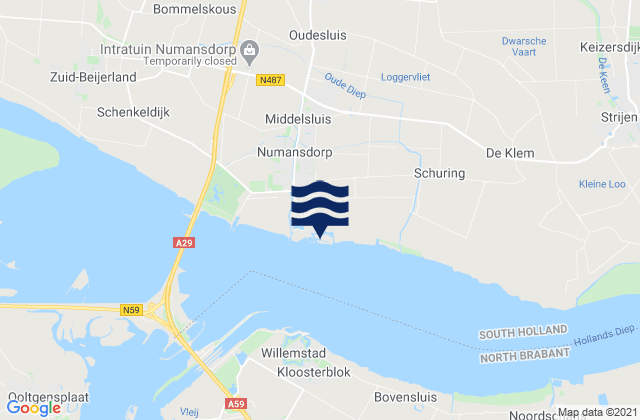 Carte des horaires des marées pour Parksluis, Netherlands