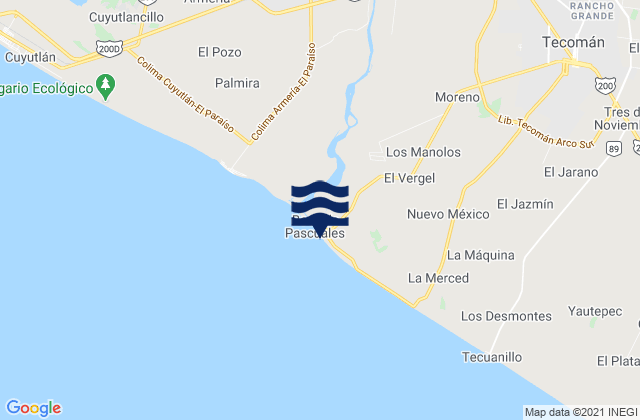 Carte des horaires des marées pour Pascuales, Mexico