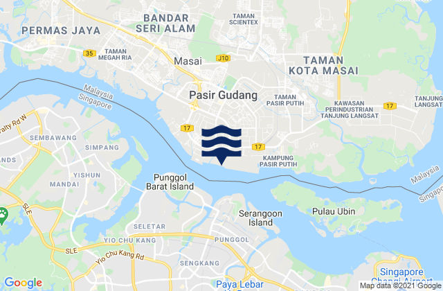 Carte des horaires des marées pour Pasir Gudanga Johor Port, Malaysia