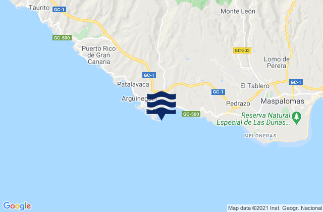 Carte des horaires des marées pour Pasito Blanco (Gran Canaria), Spain