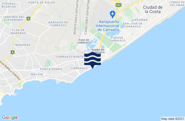 Carte des horaires des marées pour Paso de Carrasco, Uruguay