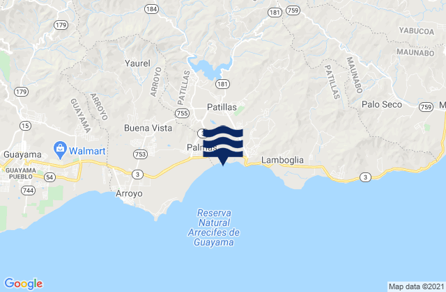 Carte des horaires des marées pour Patillas Barrio-Pueblo, Puerto Rico
