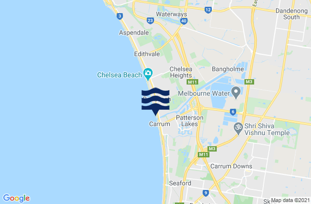Carte des horaires des marées pour Patterson Lakes, Australia