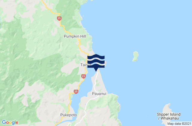 Carte des horaires des marées pour Pauanui Beach, New Zealand