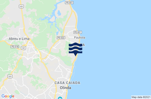 Carte des horaires des marées pour Paulista, Brazil