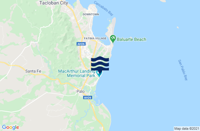 Carte des horaires des marées pour Pawing, Philippines