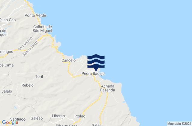 Carte des horaires des marées pour Pedra Badejo, Cabo Verde