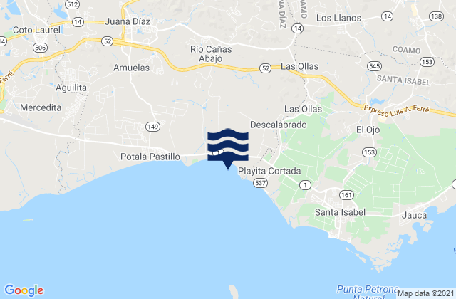 Carte des horaires des marées pour Pedro García Barrio, Puerto Rico