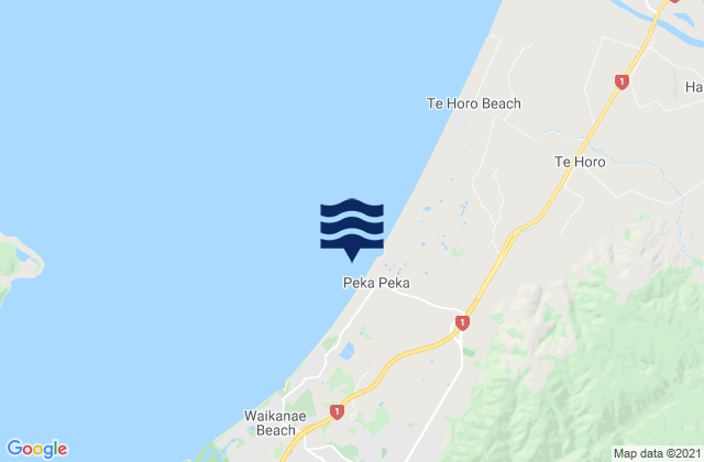 Carte des horaires des marées pour Peka Peka Beach, New Zealand