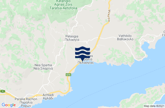 Carte des horaires des marées pour Pelasgía, Greece
