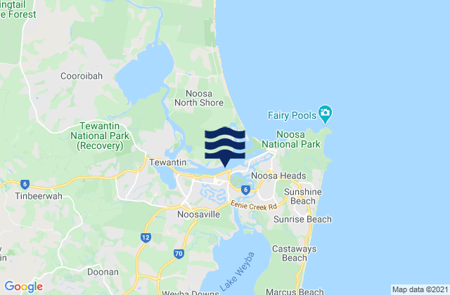 Carte des horaires des marées pour Pelican Beach, Australia