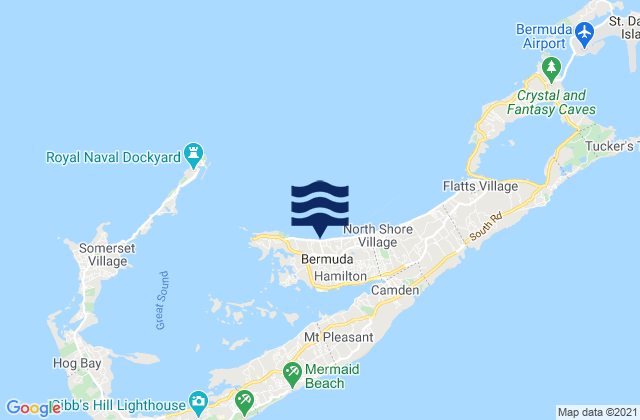 Carte des horaires des marées pour Pembroke Parish, Bermuda