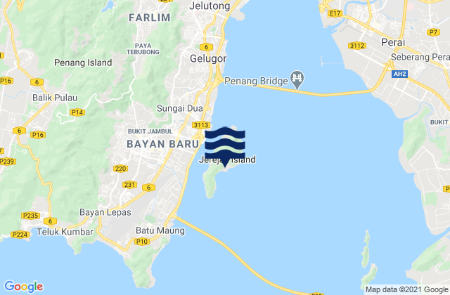 Carte des horaires des marées pour Penang Shipyard, Malaysia