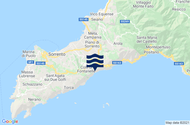 Carte des horaires des marées pour Penisola Sorrentina, Italy