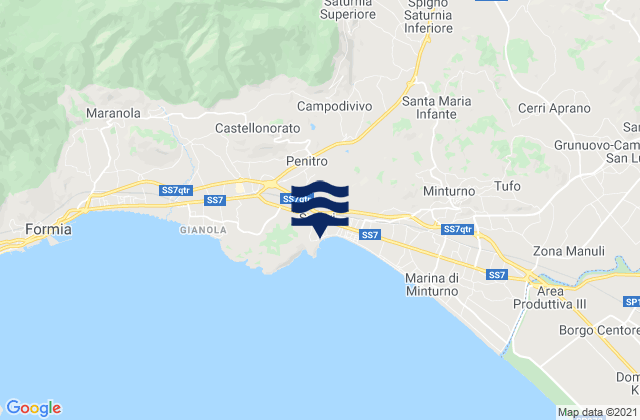 Carte des horaires des marées pour Penitro, Italy