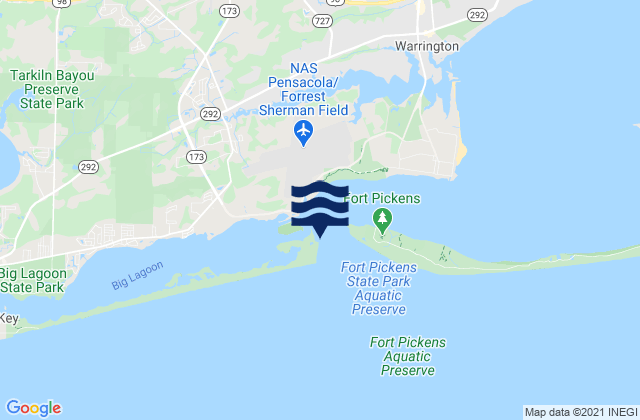 Carte des horaires des marées pour Pensacola Bay Entrance, United States