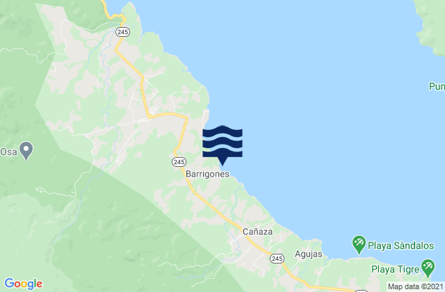 Carte des horaires des marées pour Península de Osa, Costa Rica