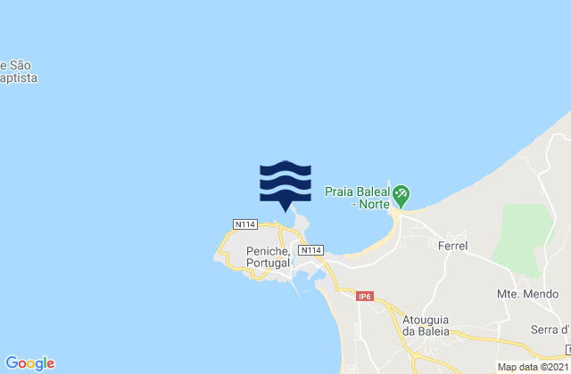 Carte des horaires des marées pour Península de Peniche, Portugal