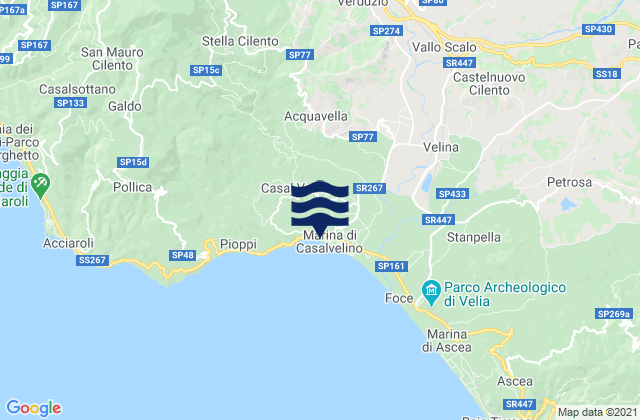 Carte des horaires des marées pour Perito, Italy