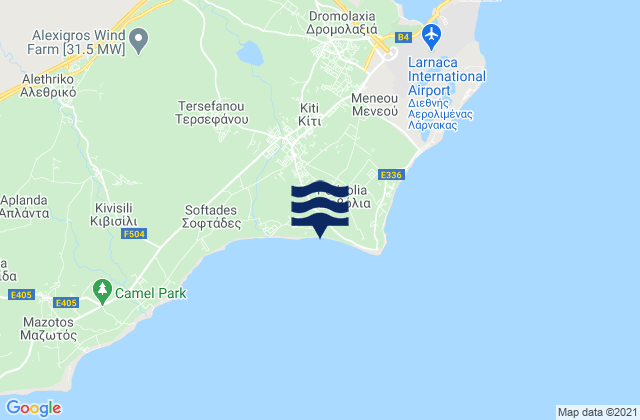 Carte des horaires des marées pour Perivólia, Cyprus