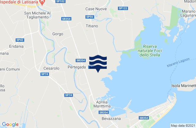 Carte des horaires des marées pour Pertegada, Italy