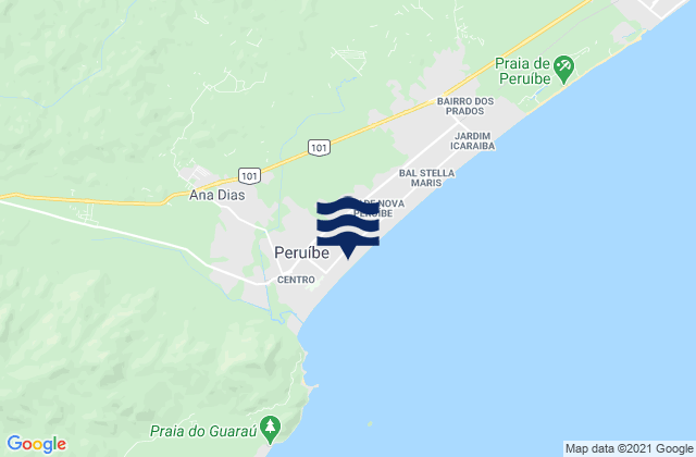 Carte des horaires des marées pour Peruíbe, Brazil