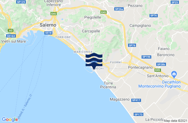 Carte des horaires des marées pour Pezzano-Filetta, Italy