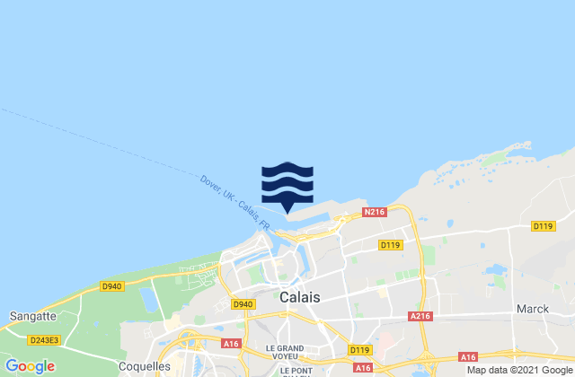 Carte des horaires des marées pour Phare de Calais, France