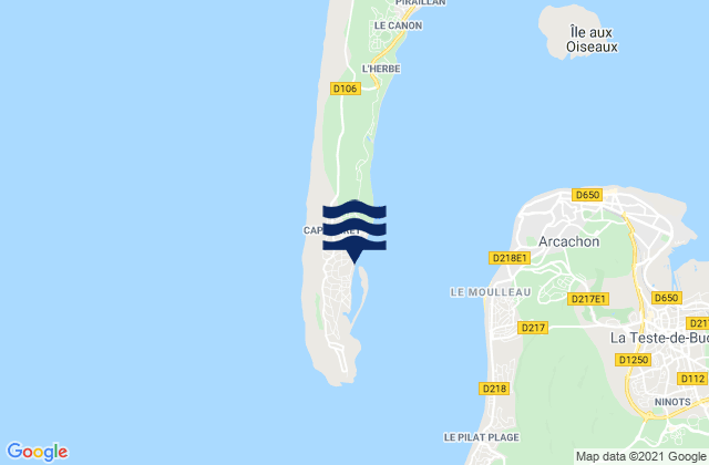 Carte des horaires des marées pour Phare du Cap Ferret, France