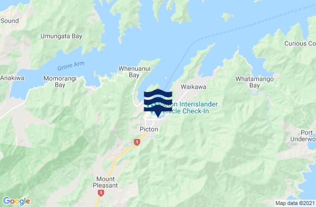 Carte des horaires des marées pour Picton, New Zealand