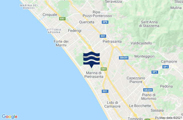 Carte des horaires des marées pour Pietrasanta, Italy