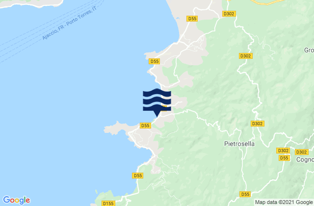 Carte des horaires des marées pour Pietrosella, France