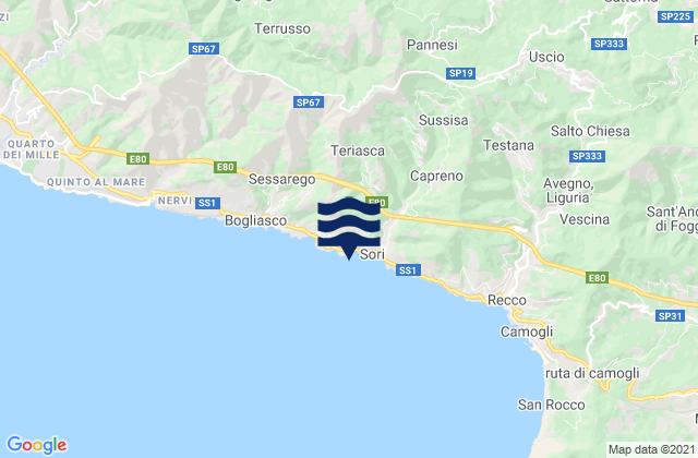 Carte des horaires des marées pour Pieve Ligure, Italy
