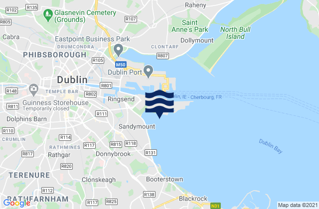 Carte des horaires des marées pour Pigeon House Harbour, Ireland