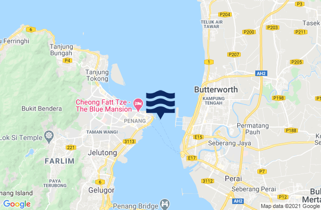 Carte des horaires des marées pour Pinang (Georgetown), Malaysia