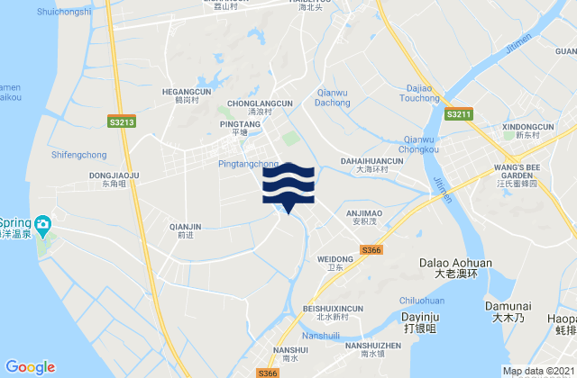 Carte des horaires des marées pour Pingsha, China