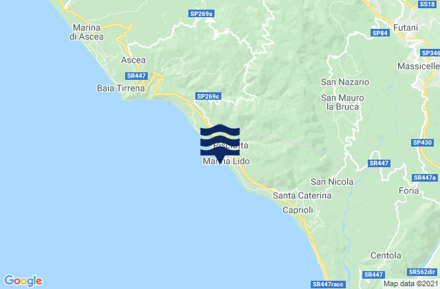 Carte des horaires des marées pour Pisciotta, Italy