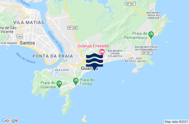 Carte des horaires des marées pour Pitangueiras, Brazil