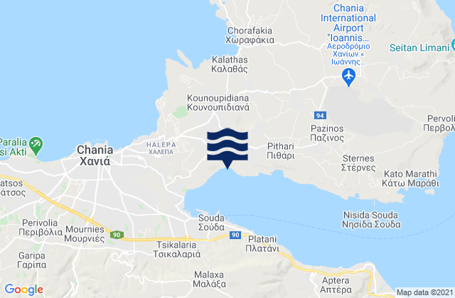 Carte des horaires des marées pour Pithári, Greece