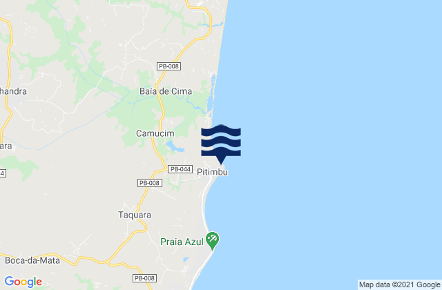 Carte des horaires des marées pour Pitimbu, Brazil